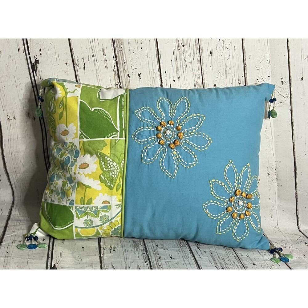 Lily Pulitzer Throw Pillow Floral Flower Green Cylinder Spring Summer Decor